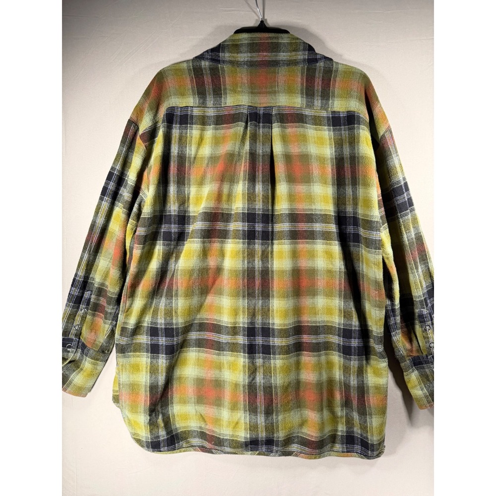Free People We The Free Plaid Flannel Shirt Green Orange Oversized Shacket Small - Picture 7 of 7